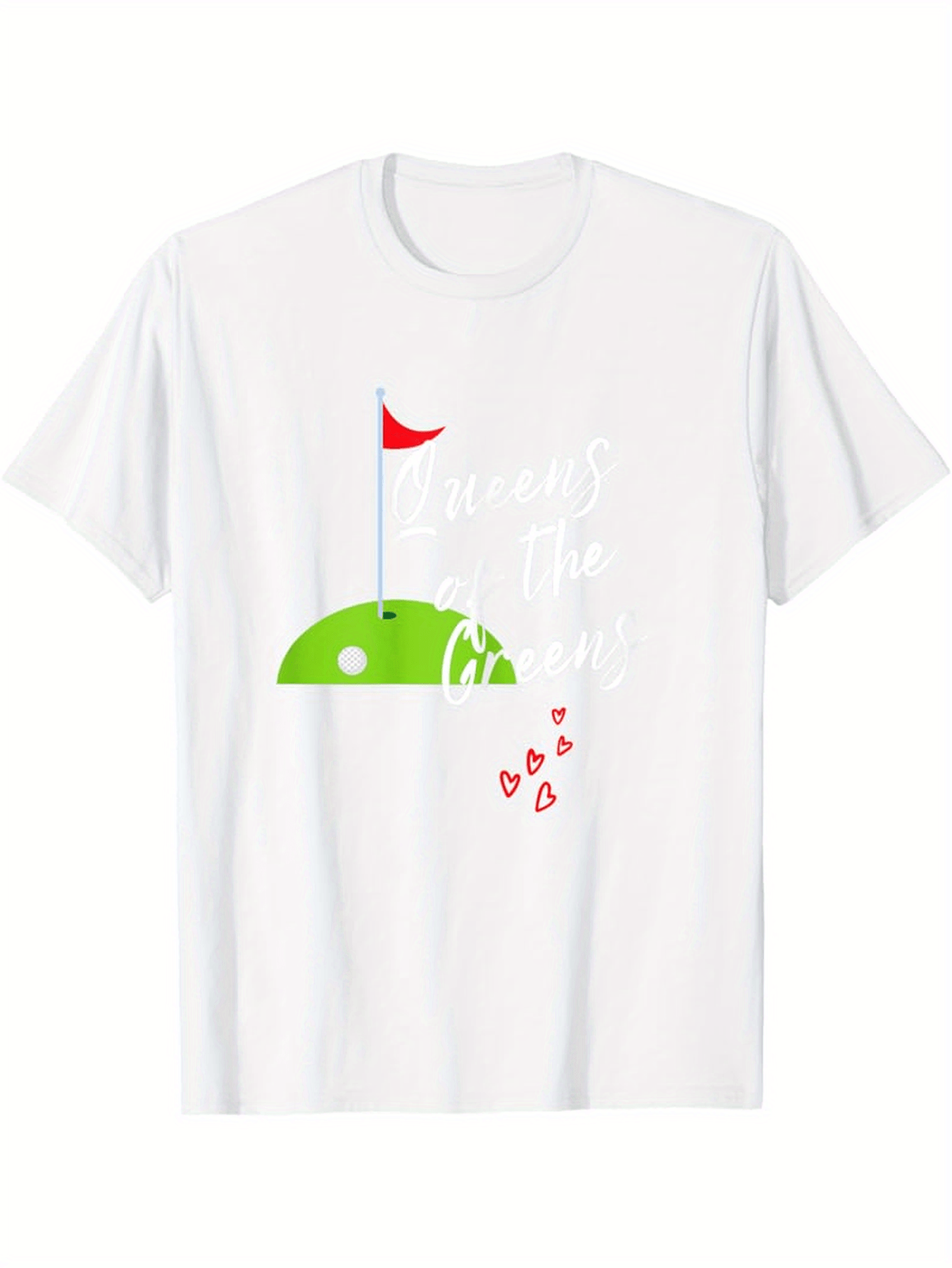 Men's Graphic T-Shirt Green Hill With Red Flag And Falling Hearts Golf Course