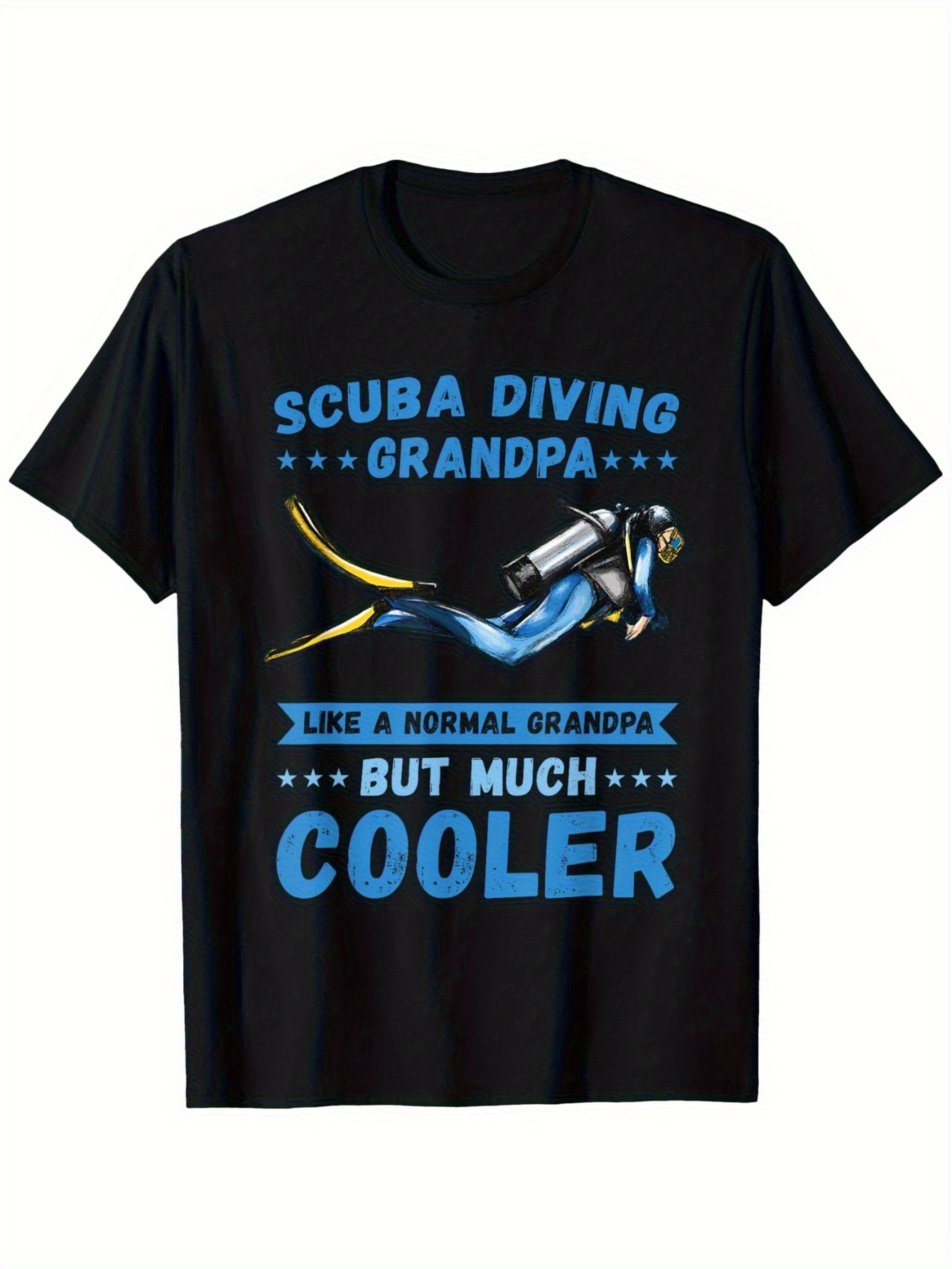 Men's Graphic T-Shirt Scuba Diving Grandpa Underwater Adventure With Air Tank And Fins Diver