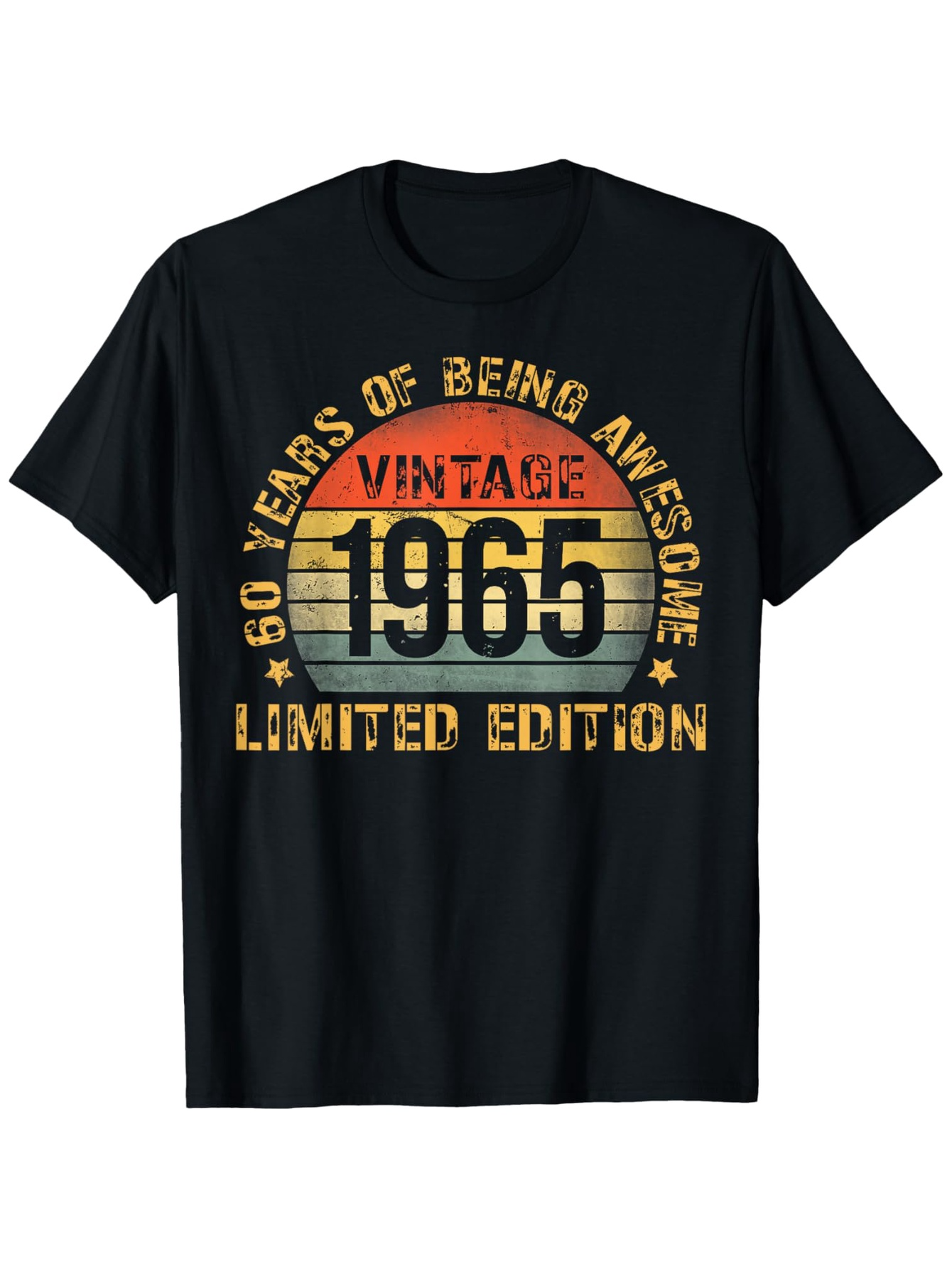 Men's Graphic T-Shirt Vintage Limited Edition Retro Stripe Graphic With Large Bold Text And Sunburst Pattern T Shirt