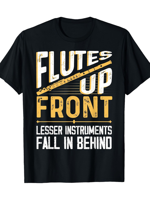 Men's Graphic T-Shirt Flutes Up Front Bold Slogan With Diagonal Yellow Accent Typographic Shirt