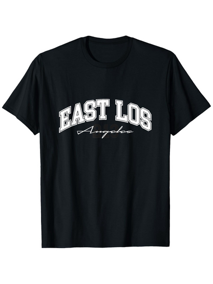 Men's Graphic T-Shirt East Los Angeles Lettering With White Arch On Black T Shirt