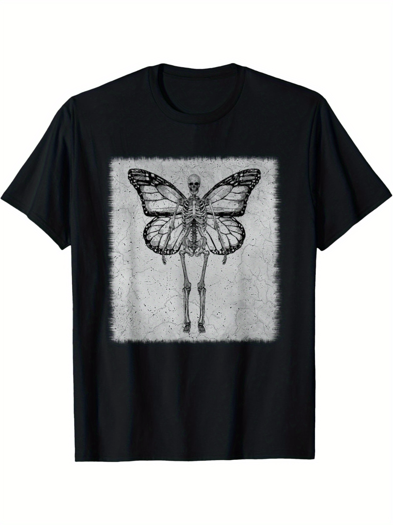 Men's Graphic T-Shirt Surreal Illustration Featuring Human Arms And Butterfly Wings Hybrid Figure