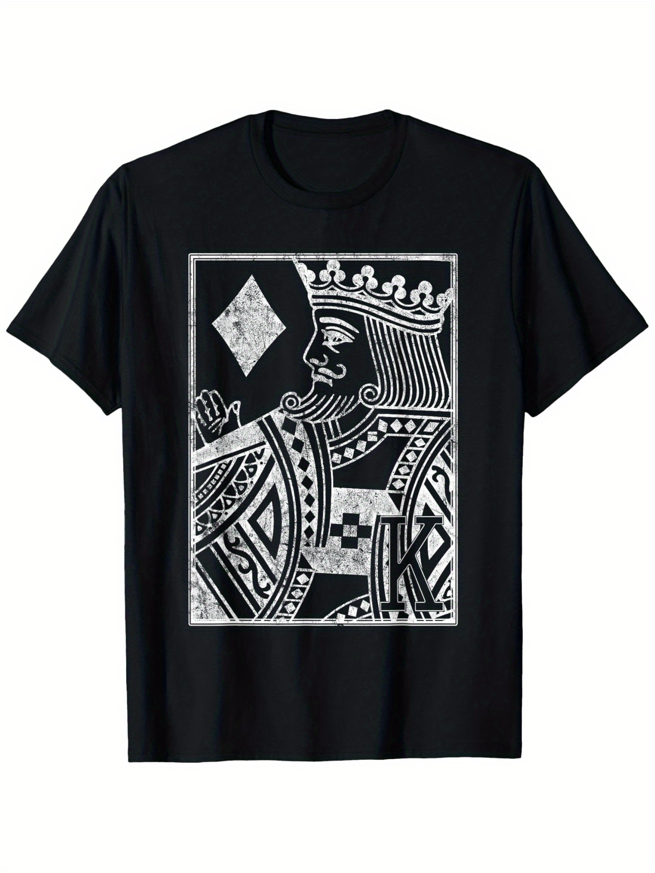 Men's Graphic T-Shirt Artisan Linework Style Playing Card King Design