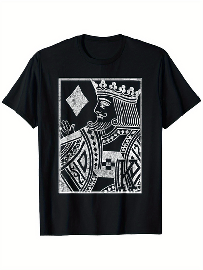 Men's Graphic T-Shirt Artisan Linework Style Playing Card King Design