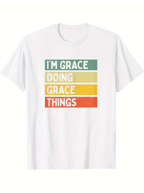 Men's Graphic T-Shirt Im Grace Doing Graceful Sincere Things Under Warm Colored Blocks