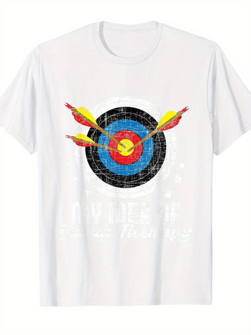 Men's Graphic T-Shirt Three Yellow Arrows Hitting Colorful Target Bullseye Archery Pattern