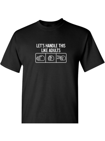 Men's Graphic T-Shirt Lets Handle This Like Adults With Hand Symbols On Black T Shirt