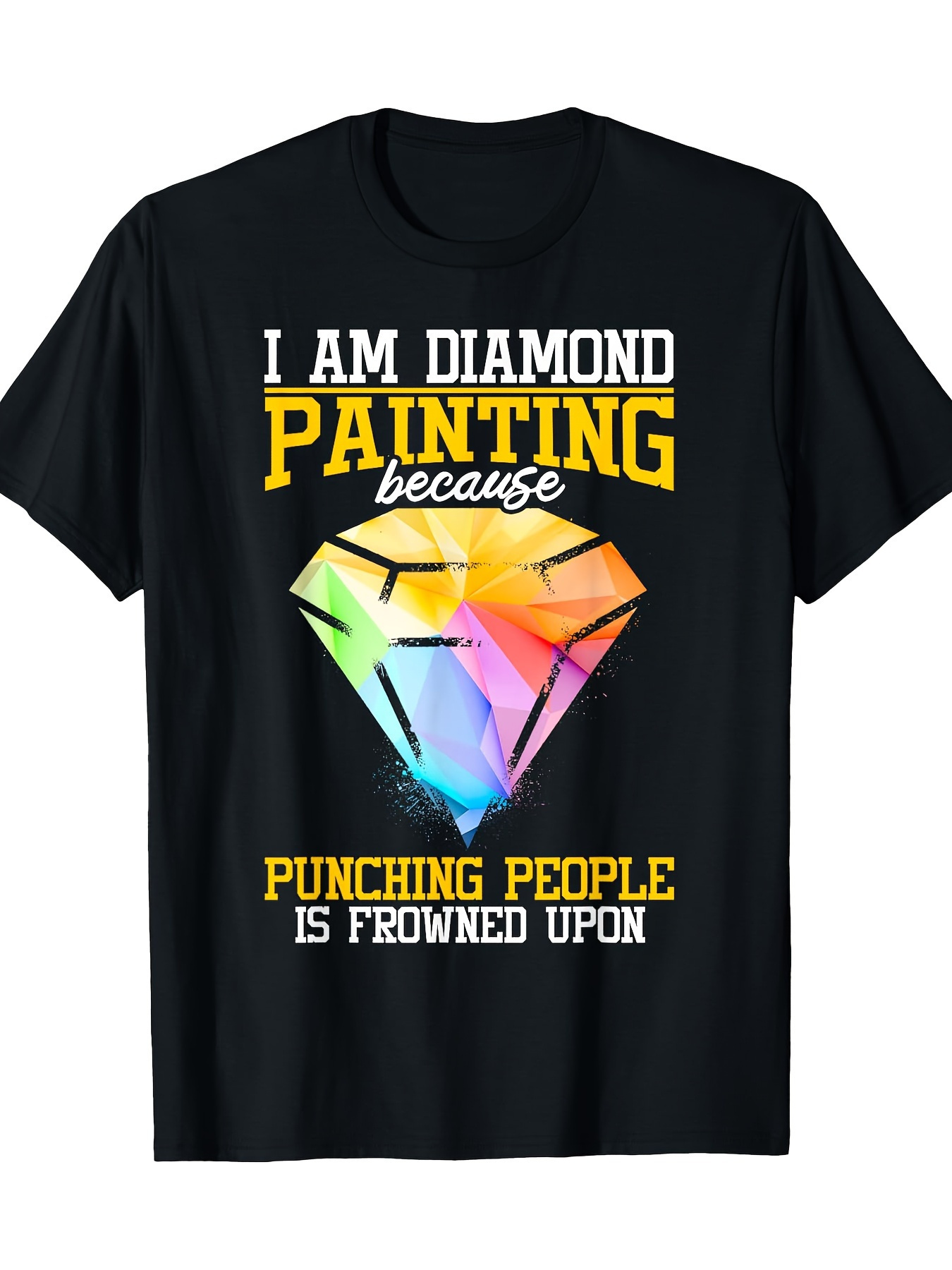 Men's Graphic T-Shirt Colorful Rainbow Geometric Diamond Surrounded By Sarcastic Lettering Diamond