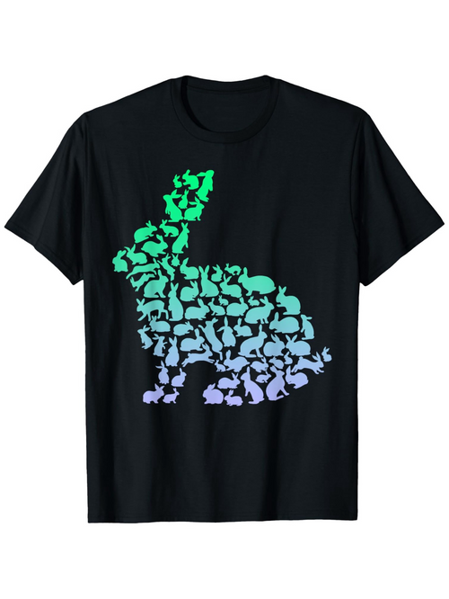 Men's Graphic T-Shirt Gradient Pastel Silhouettes Arranged In A Large Sitting Rabbit