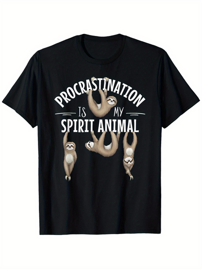 Men's Graphic T-Shirt Procrastination Is My Spirit Animal Hanging Sloths On Branches