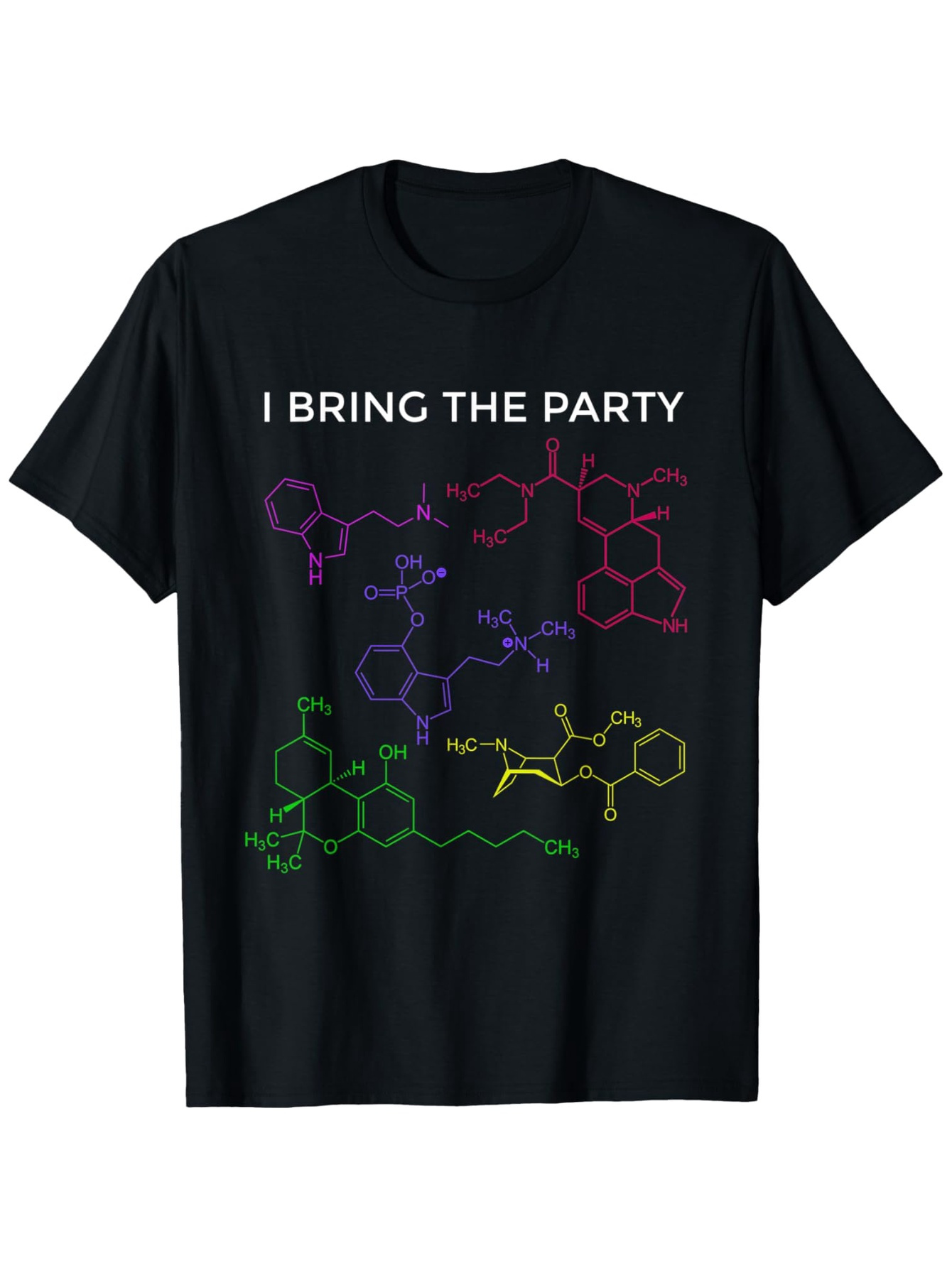 Men's Graphic T-Shirt I Bring The Party With Vibrant Colorful Chemistry Molecule Designs Shirt