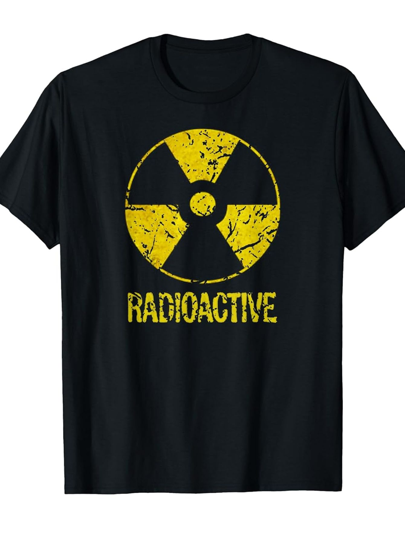 Men's Graphic T-Shirt Radioactive Distressed Yellow Signal With Text Symbol Under Grunge Effect