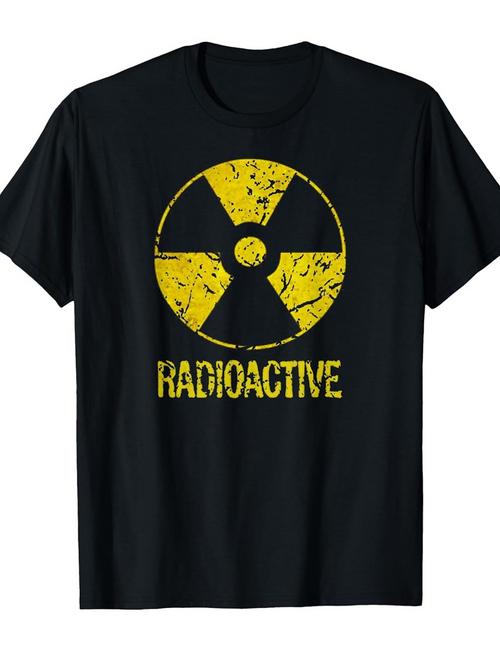 Men's Graphic T-Shirt Radioactive Distressed Yellow Signal With Text Symbol Under Grunge Effect