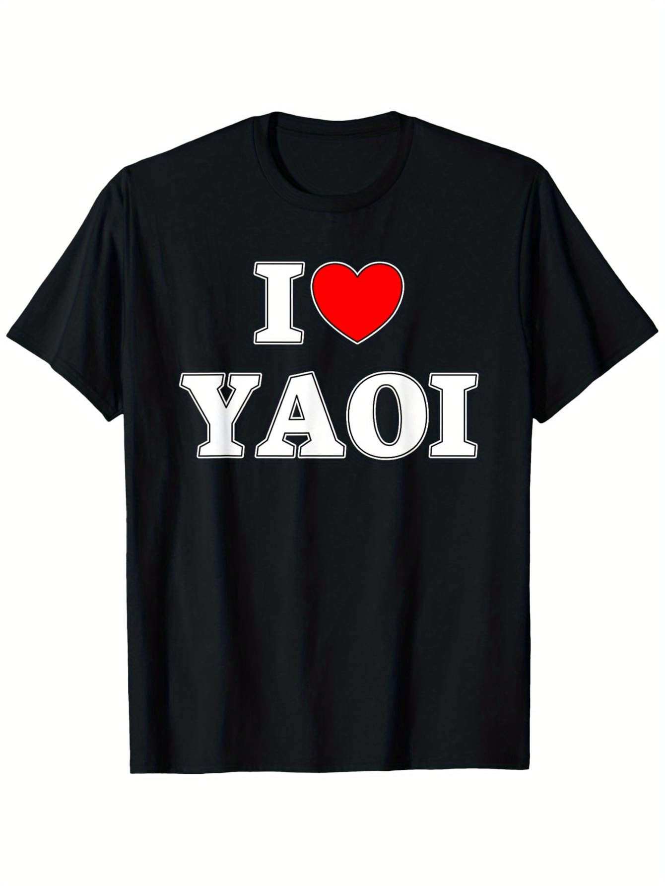 Men's Graphic T-Shirt I Love Bold White Letters Yaoi