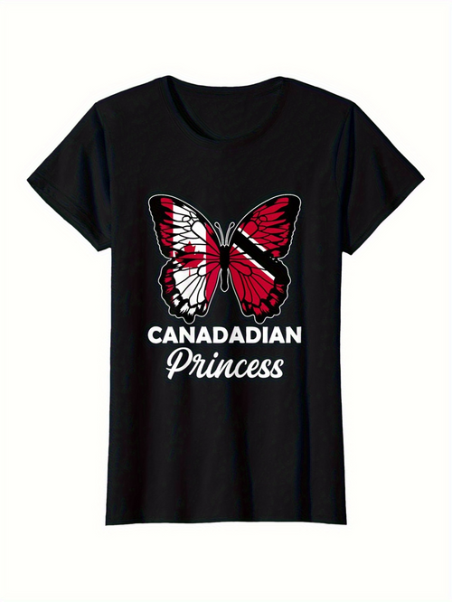 Men's Graphic T-Shirt Canadadian Princess Red White Butterfly With Maple Leaf Wings