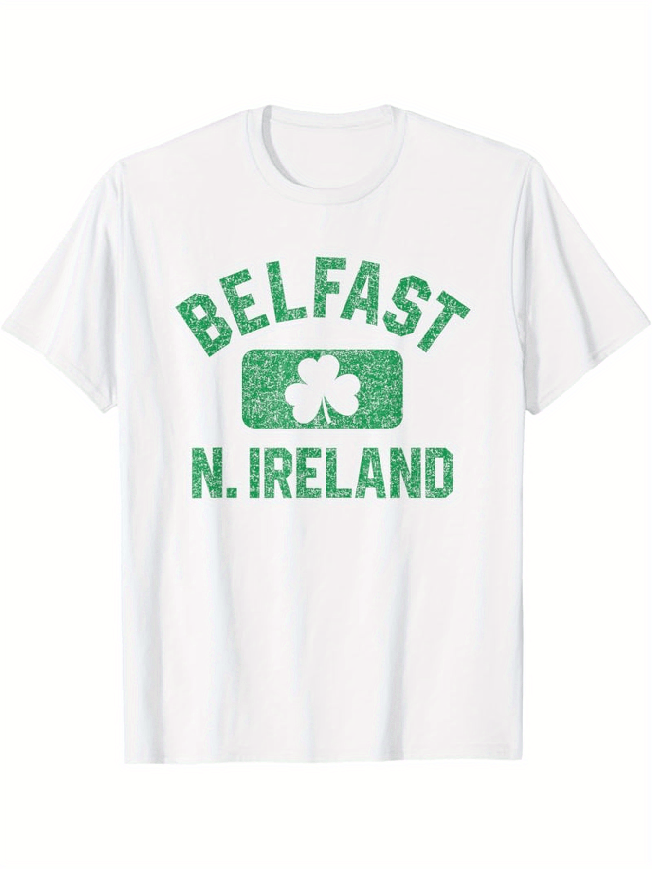 Men's Graphic T-Shirt Belfast N Ireland With Green Shamrock Lucky Clover