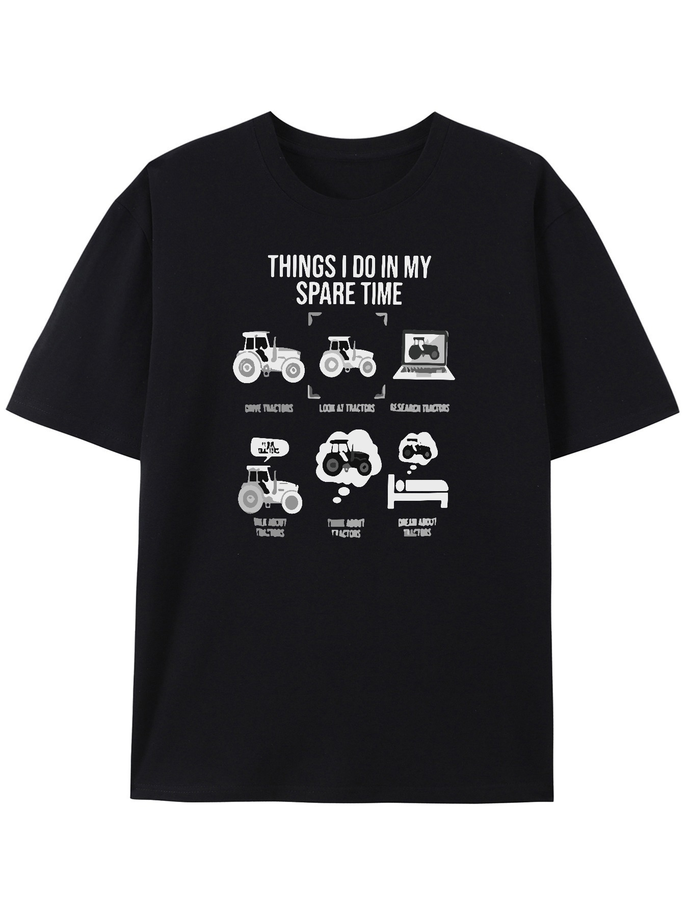Men's Graphic T-Shirt Things I Do In My Spare Time Playful Icons And Simple Bold Motifs Tractor