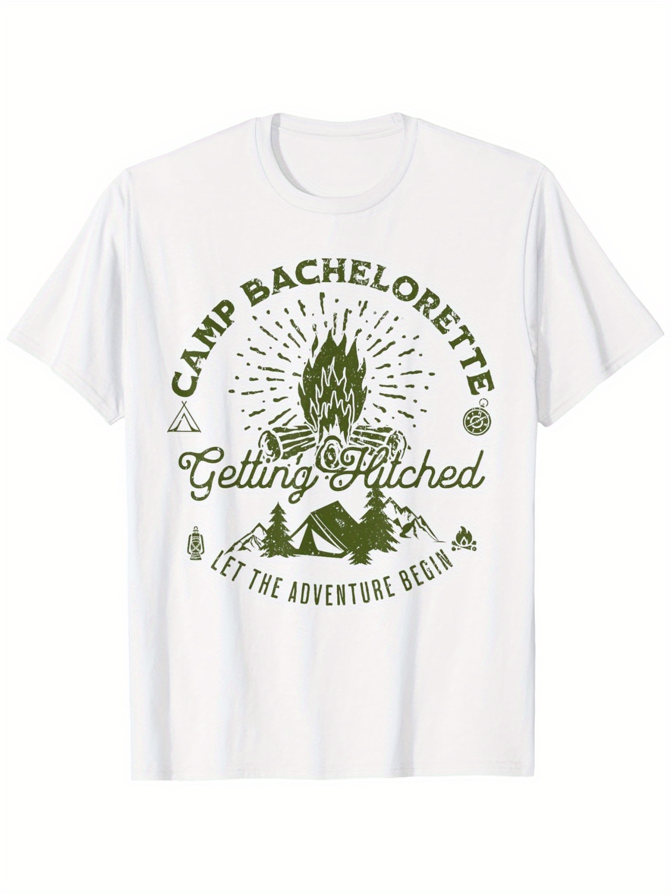 Men's Graphic T-Shirt Camp Bachelorette Adventure Begins With Forest Fire Gettin Hitched
