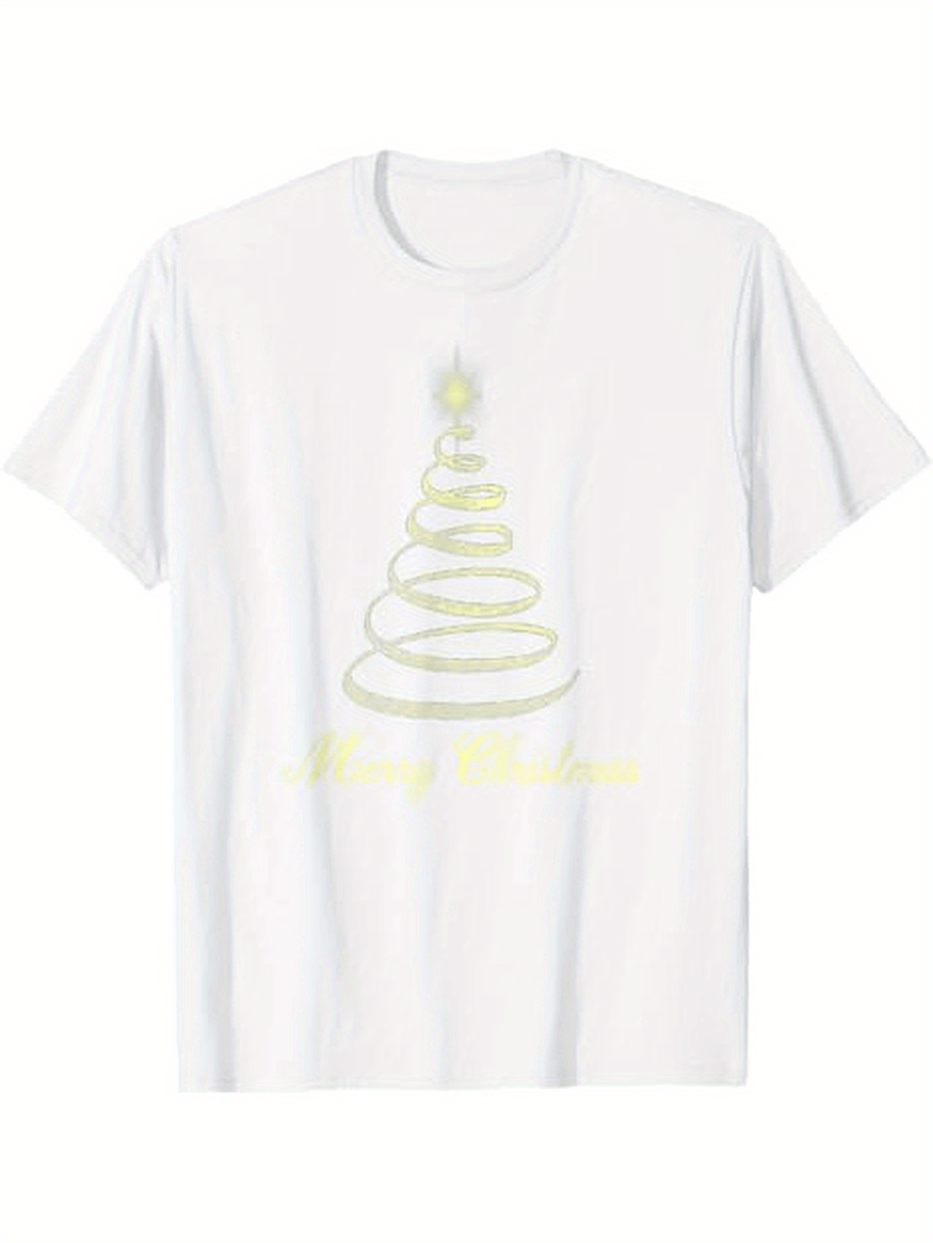 Men's Graphic T-Shirt Whimsical Glowing Spiral Tree With Star Under Winter Lights Christmas Tree