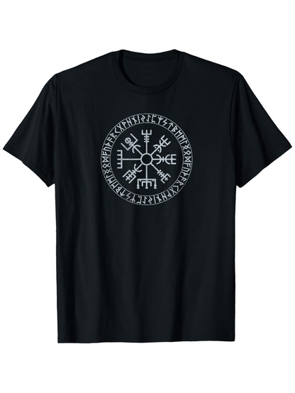 Men's Graphic T-Shirt Ancient Nordic Runes Circle Symbol With Mystical Protective Marking