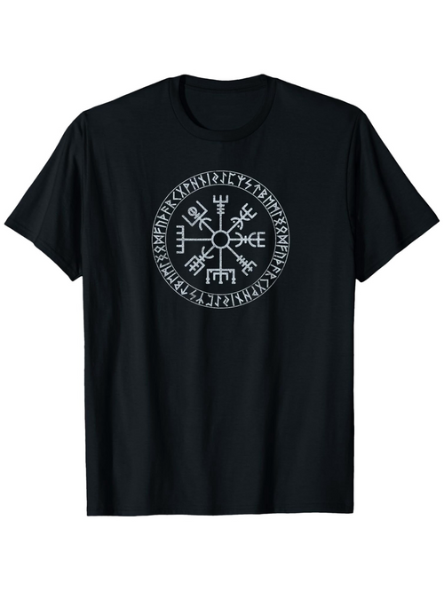 Men's Graphic T-Shirt Ancient Nordic Runes Circle Symbol With Mystical Protective Marking