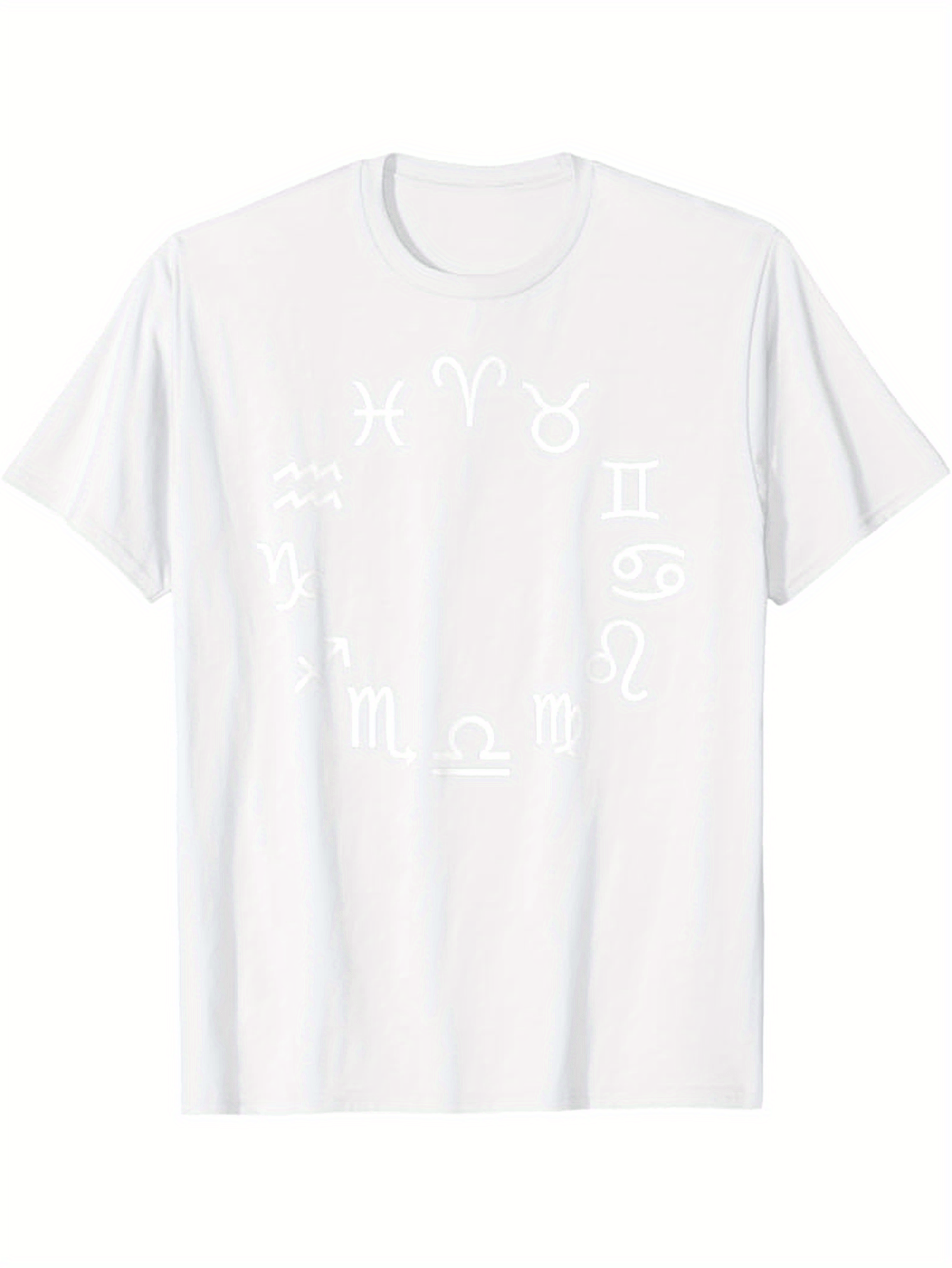 Men's Graphic T-Shirt Celestial Circle With Astrological Zodiac Signs On White T Shirt