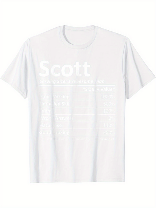 Men's Graphic T-Shirt Scott Minimalist Typography With Clean White Background Shirt