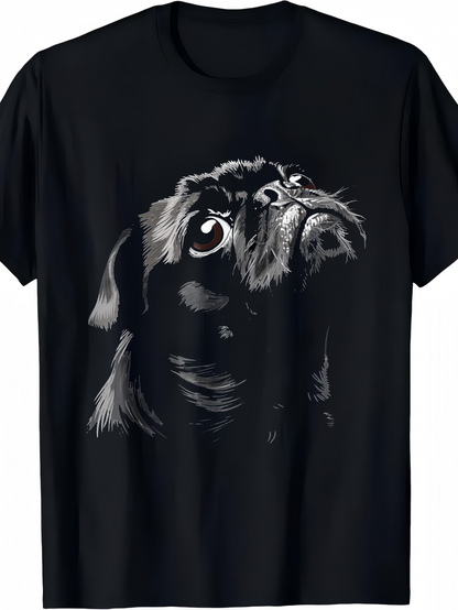 Men's Graphic T-Shirt Dark Shadows With Expressive Eyes On A Realistic Pug Dog