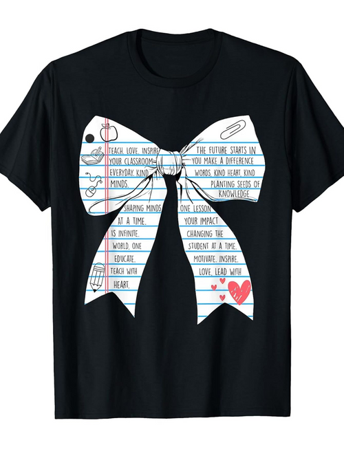 Men's Graphic T-Shirt Notebook Scribbles And Pink Heart On Bow Tie