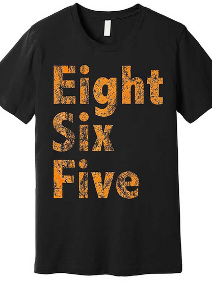 Men's Graphic T-Shirt Distressed Orange Print Block Letters On Black Tee Shirt