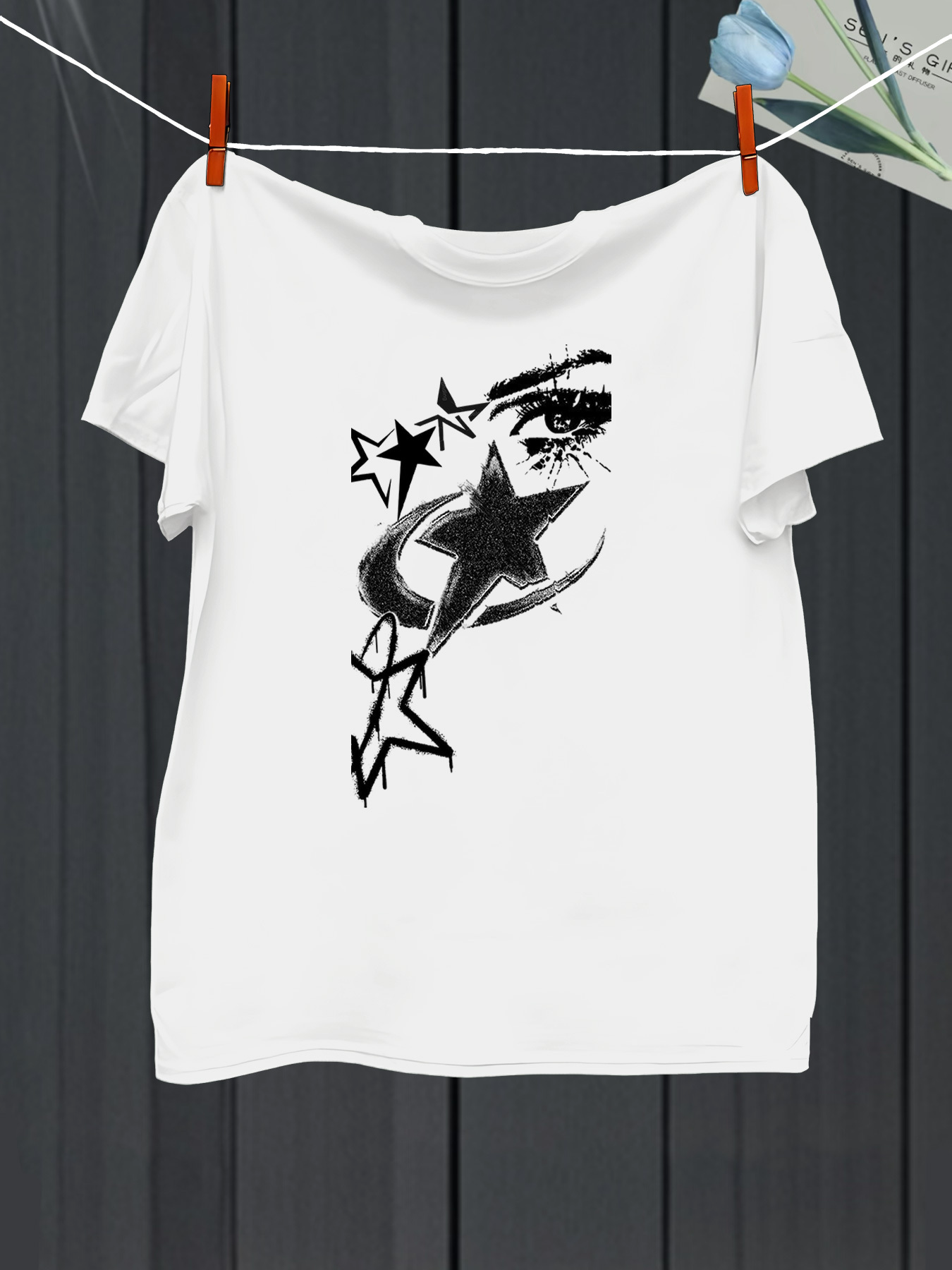 Men's Graphic T-Shirt Graffiti Style Abstract Doodle With Overlapping Shooting Stars T Shirt