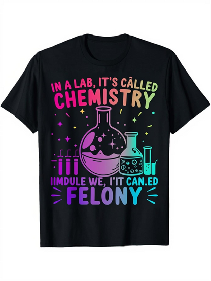 Men's Graphic T-Shirt Colorful Neon Science Beakers And Bubbling Laboratory Chemistry