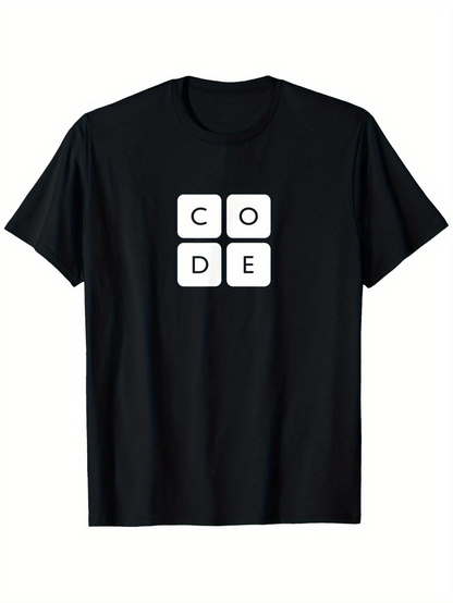 Men's Graphic T-Shirt Stylish Minimalist Graphic White Blocks With Code Letters T Shirt