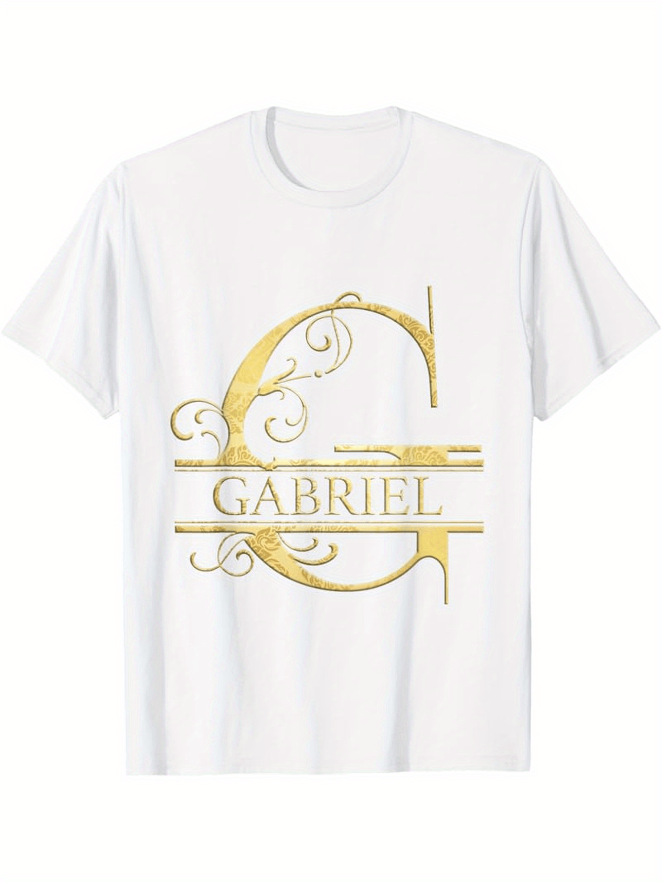Men's Graphic T-Shirt Classic Golden Ornate Letter G With Gabriel Name Monogram