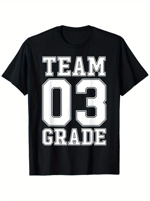 Men's Graphic T-Shirt Team Spirit With Large Bold Number Lettering Grade