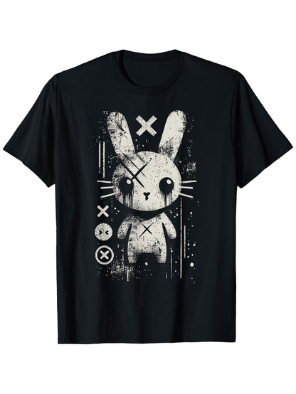 Men's Graphic T-Shirt Abstract Brush Stroke Art With Distressed Grunge Effects Bunny