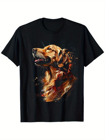 Men's Graphic T-Shirt Playful Golden Retriever With Sunlight Hues And Flowing Fur Portrait Dog