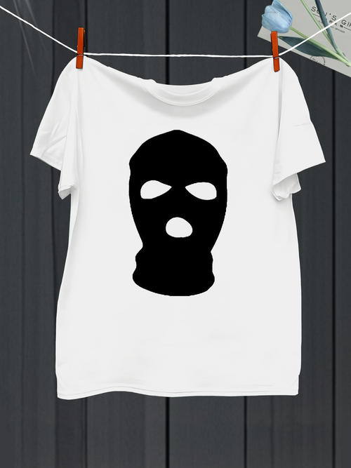 Men's Graphic T-Shirt Simple Bold Graphic Of Black Mask Design Balaclava