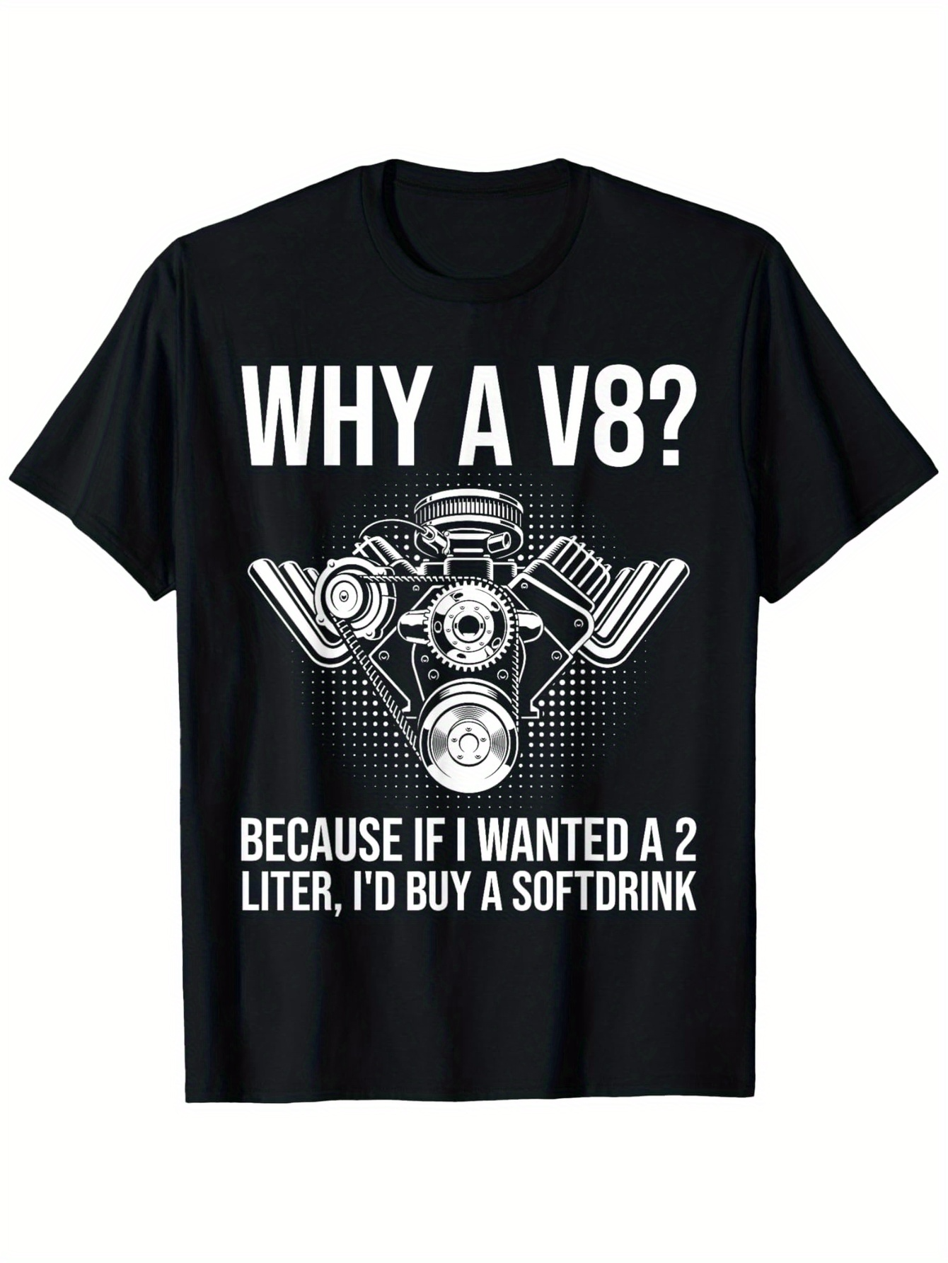 Men's Graphic T-Shirt Why A V8 Humorous Engine With Car Parts Illustration