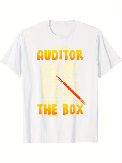 Men's Graphic T-Shirt Auditor The Box With Artistic Yellow Red Graphic