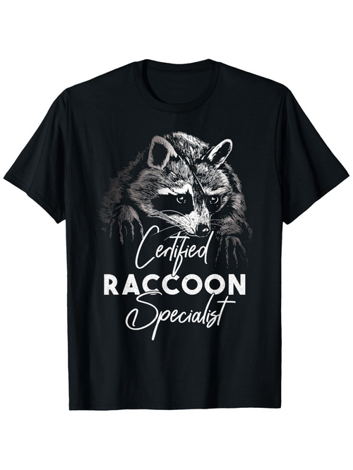 Men's Graphic T-Shirt Certified Raccoon Specialist With Hand Drawn Realistic Fur Raccoon Portrait