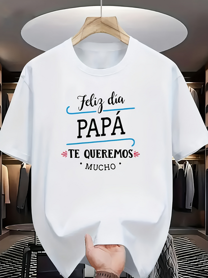 Men's Graphic T-Shirt Feliz D铆a Pap谩 & Pap谩 Te Queremos Mucho text