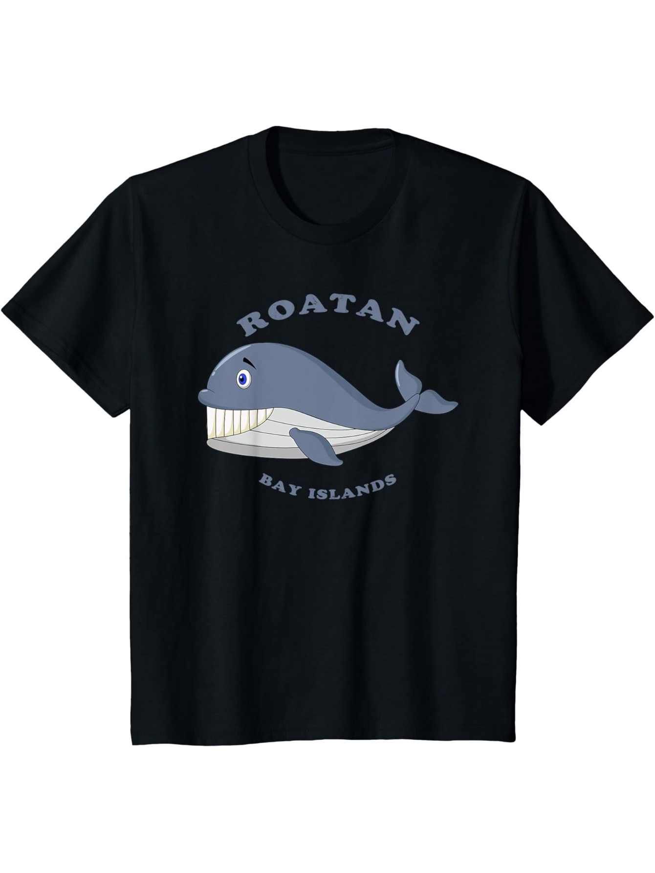 Men's Graphic T-Shirt Roatan Bay Islands With Smiling Cartoon Blue Whale