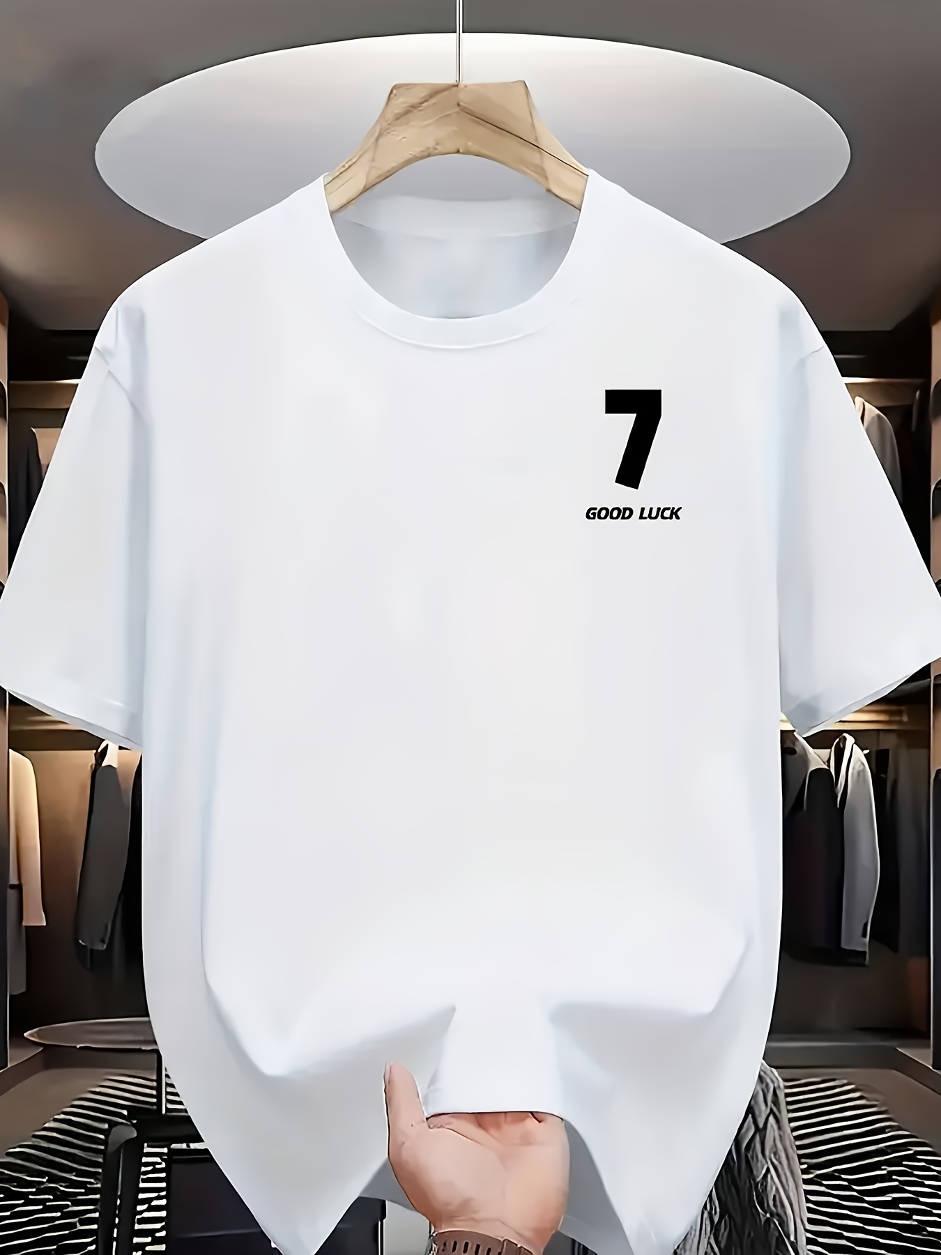 Men's Graphic T-Shirt Good Luck Minimalist Lucky Number Seven Graphic Number