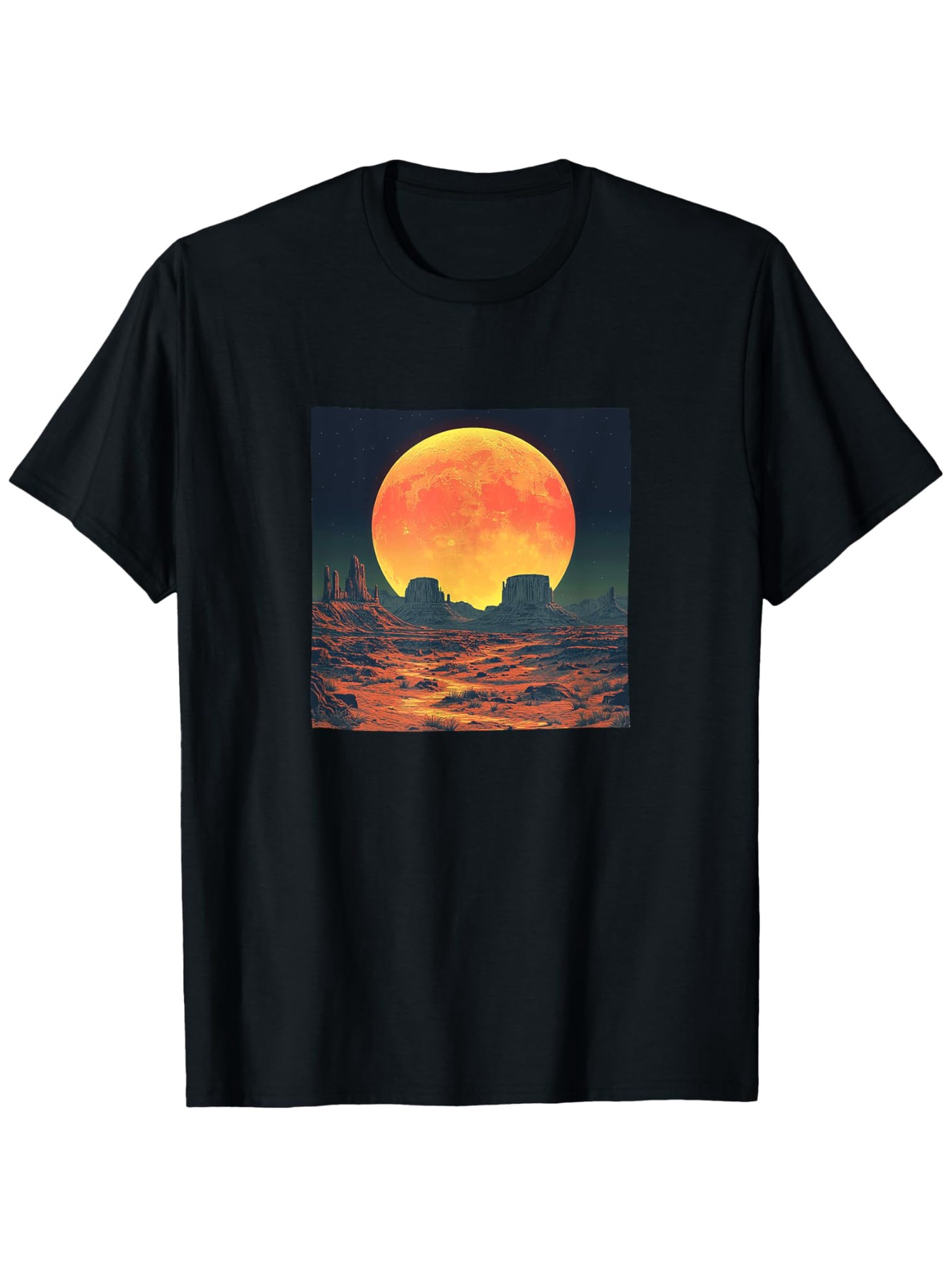 Men's Graphic T-Shirt Glowing Night Sky Over Calm Reflective Ocean Moon