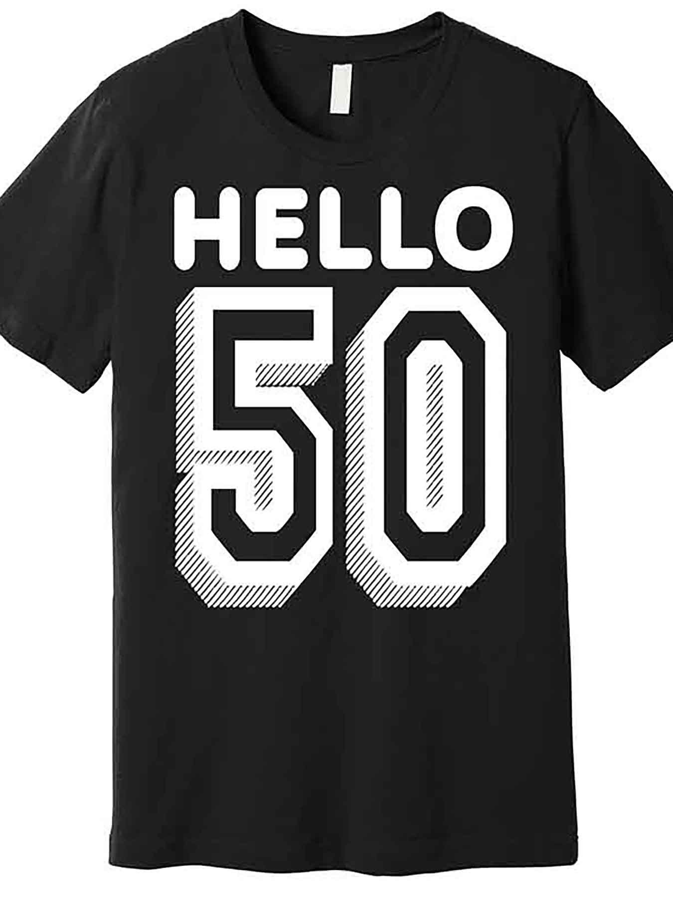 Men's Graphic T-Shirt Hello Bold Modern Typeface Celebrating Milestone Birthday 50