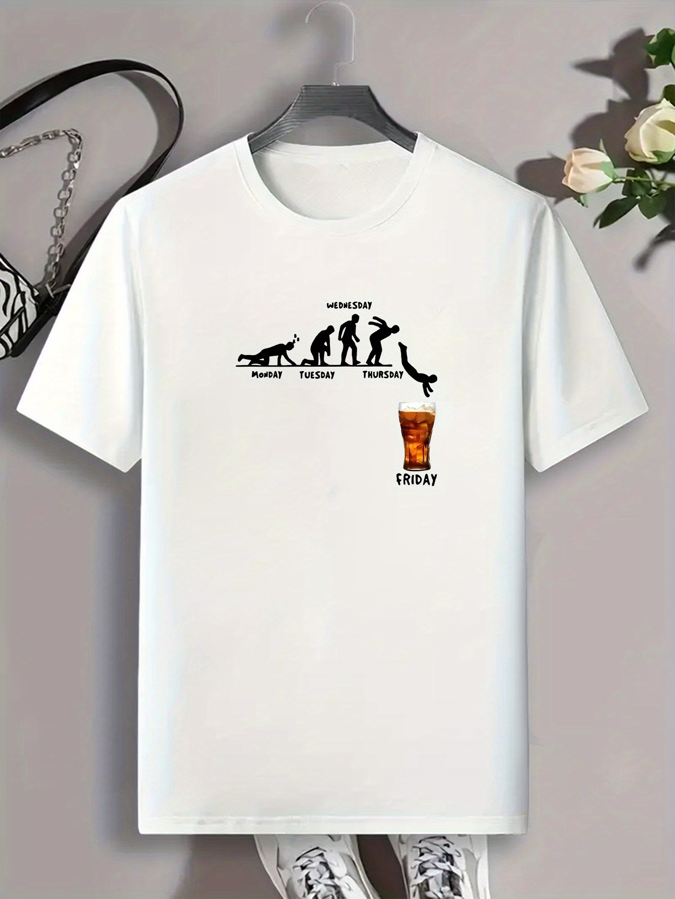 Men's Graphic T-Shirt Evolution Stages With Glass Of Beer Under Sunlight