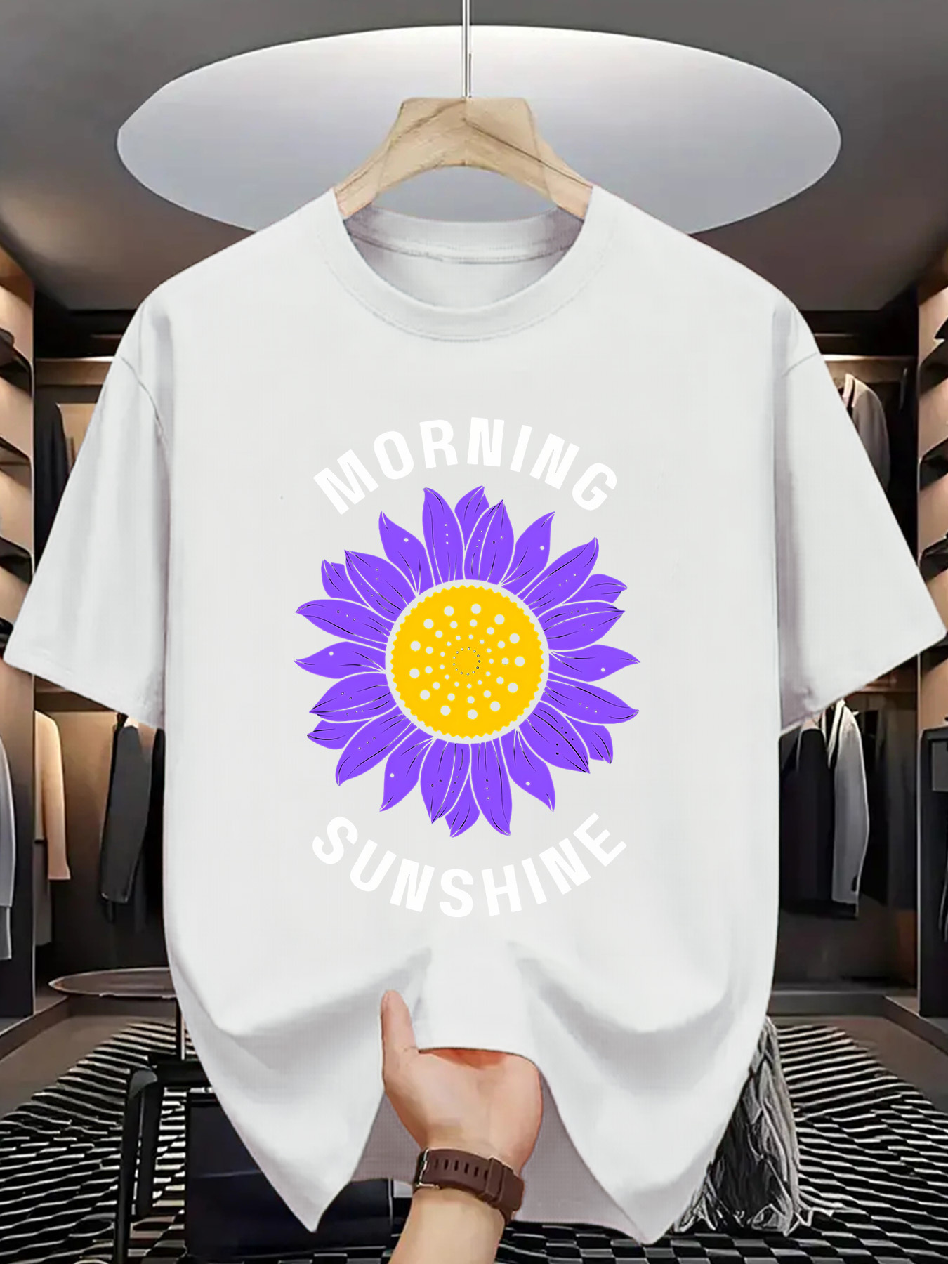 Men's Graphic T-Shirt Morning Sunshine Purple And Yellow Blossom Under Radiant Daylight Sunflower