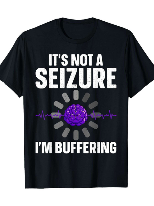 Men's Graphic T-Shirt Its Not A Seizure Im Buffering Purple Brain With Digital Buffering Symbol
