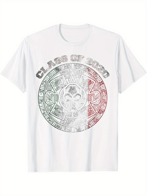 Men's Graphic T-Shirt Class Of 2020 Ancient Aztec Calendar With Symbolic Design Medallion